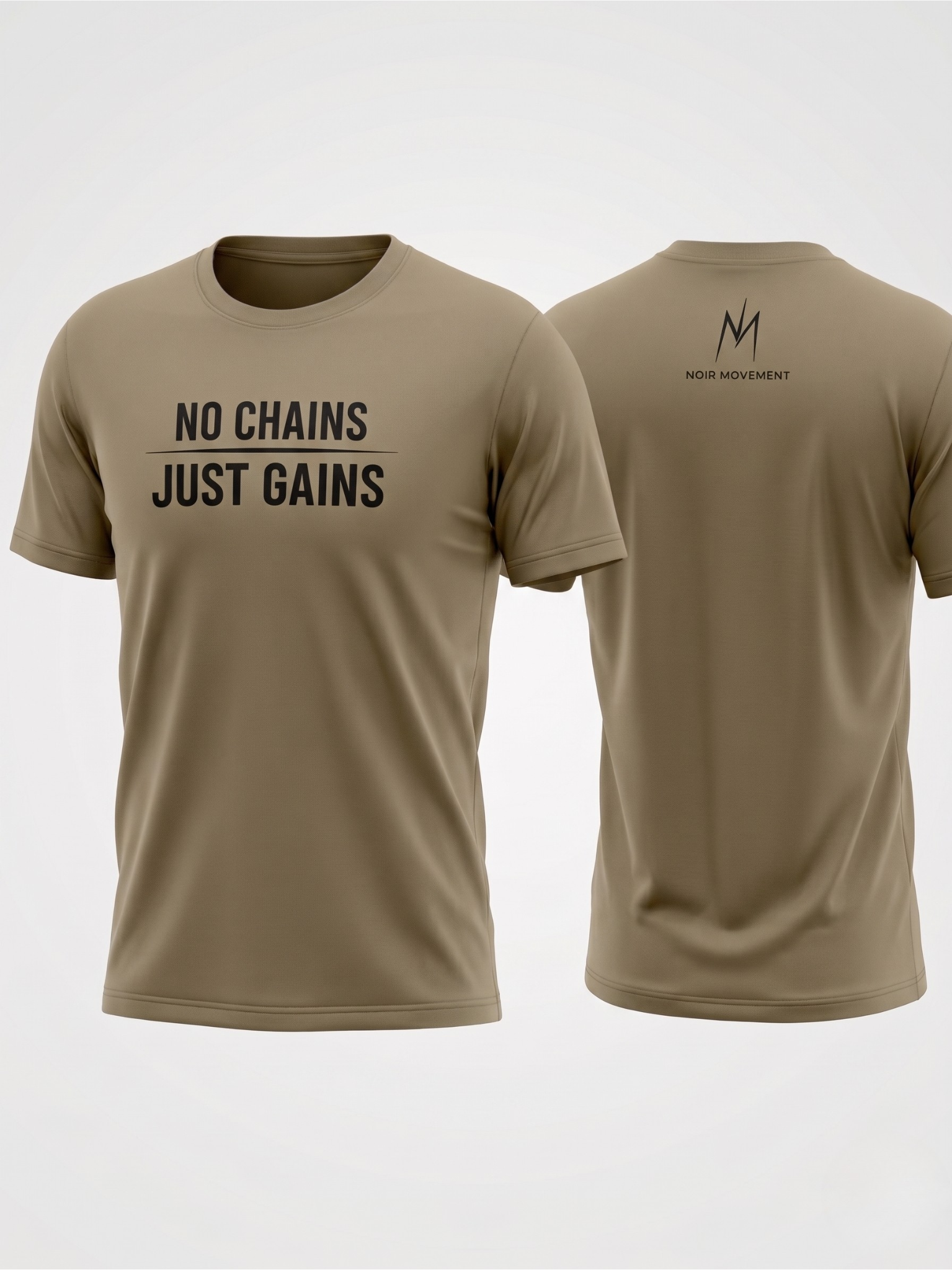 Noir Movement | No Chains Just Gains™ Bone Signature Tee