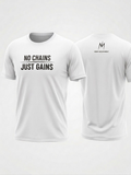 Noir Movement | No Chains Just Gains™ White Signature Tee